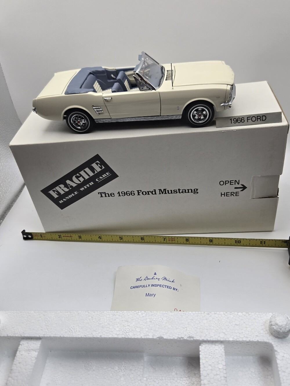 1:24 scale Danbury Mint 1966 Ford Mustang Convertible in the cream